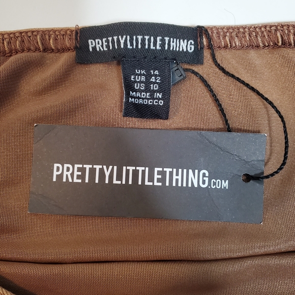 PrettyLittleThing Women's Satin Dress, Bronze (Size 10) - Picture 11 of 12